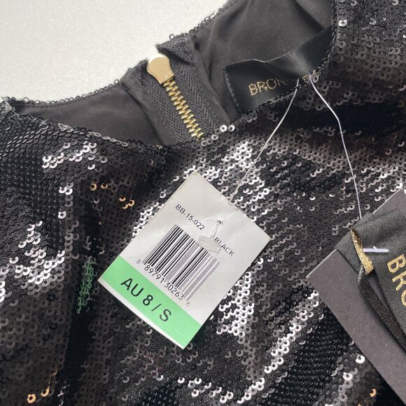 Bronx And Banco Elise Sequin Mini Dress Mesh Cutout Black Size AU 8 US 4 NEW NWT - Picture 5 of 13